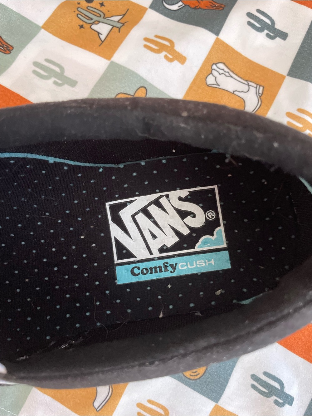 Vans ComfyCUSH Black Slip-On Canvas Sneakers with White Trim - Picture 3 of 10